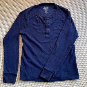 American Eagle Button Up Long Sleeve Shirt | Navy Medium
